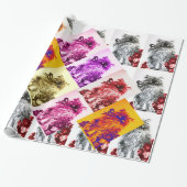 KITTY CAT/KITTEN MET RODE ROSEN CADEAUPAPIER (Uitgerold)