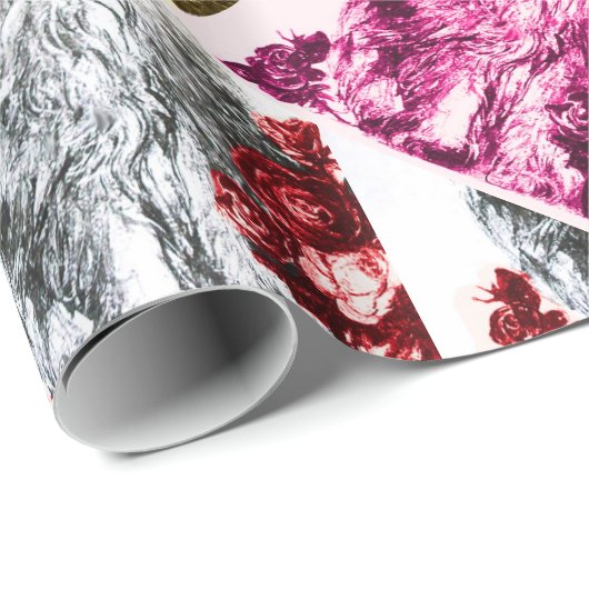 KITTY CAT/KITTEN MET RODE ROSEN CADEAUPAPIER (Rol Hoek)