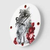 KITTY CAT, KITTEN MET RODE ROSEN, zwart-wit Grote Klok (Hoek)