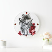KITTY CAT, KITTEN MET RODE ROSEN, zwart-wit Grote Klok (Huis)