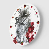 KITTY CAT, KITTEN MET RODE ROSEN, zwart-wit Grote Klok (Hoek)