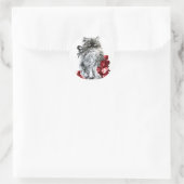 KITTY CAT, KITTEN MET RODE ROSES Black White Ronde Sticker (Tas)