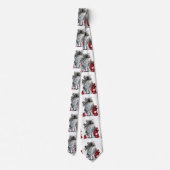 KITTY CAT, KITTEN MET RODE ROSES Black White Stropdas (Achterkant)