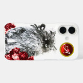 KITTY CAT, KITTEN MET RODE ROSES GEM MONOGRAM, wit Case-Mate iPhone Case (Achterkant (horizontaal))