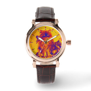 KITTY CAT / KITTEN MET ROZEN Paarse Blauw Sinaasap Horloge