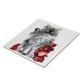 KITTY CAT, KITTEN MET WITTE RODE ROSEN TEGELTJE (Zijkant)