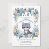 Kitty Cat Kitten Pastel Blue Boy Baby shower Invit Kaart (Voorkant)