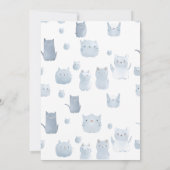 Kitty Cat Kitten Pastel Blue Boy Baby shower Invit Kaart (Achterkant)