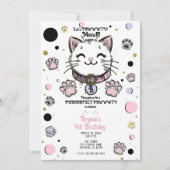Kitty Cat Kitten Roze Paarse gouden verjaardagsfee Kaart (Voorkant)