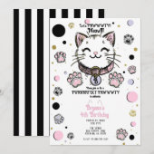 Kitty Cat Kitten Roze Paarse gouden verjaardagsfee Kaart (Voorkant / Achterkant)