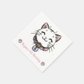 Kitty Cat Kitten Roze Paarse gouden verjaardagsfee Servet (Hoek)