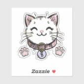 Kitty Cat Kitten Roze Paarse gouden verjaardagsfee Sticker (Vel)