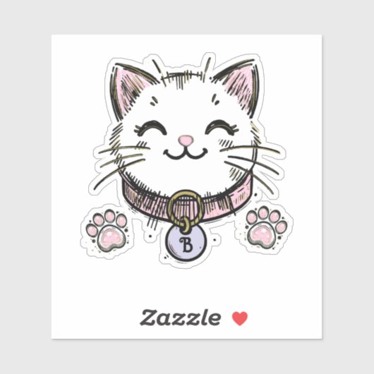 Kitty Cat Kitten Roze Paarse gouden verjaardagsfee Sticker (Vel)