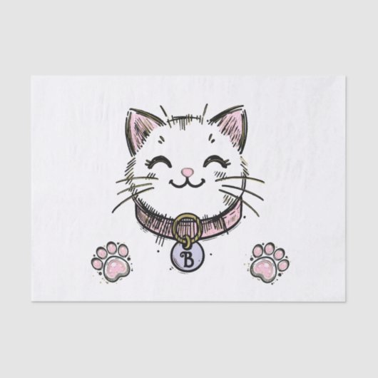 Kitty Cat Kitten Roze Paarse gouden verjaardagsfee Tissuepapier (Voorkant)