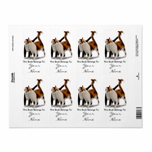 Kitty Cat Love Bookplate Etiket (Full Sheet)