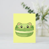 Kitty Cat Matcha Macaron Briefkaart (Staand voorkant)