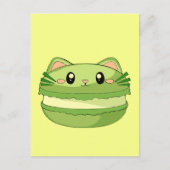 Kitty Cat Matcha Macaron Briefkaart (Voorkant)
