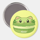 Kitty Cat Matcha Macaron Magneet (Voorkant / Achterkant)