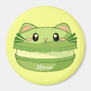Kitty Cat Matcha Macaron Magneet