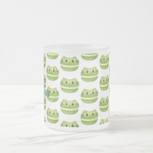 Kitty Cat Matcha Macaron Matglas Koffiemok (Center)