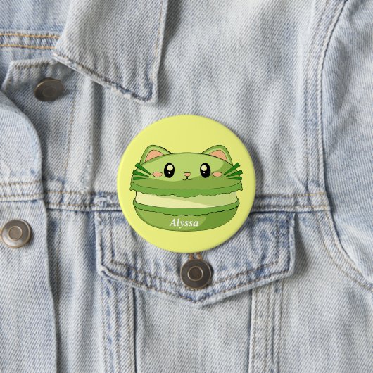 Kitty Cat Matcha Macaron Ronde Button 7,6 Cm (In situ)