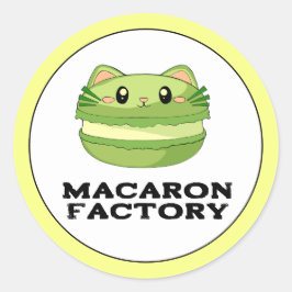Kitty Cat Matcha Macaron Ronde Sticker