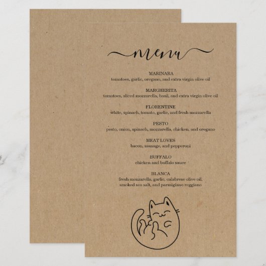 Kitty Cat Menu (Voorkant / Achterkant)