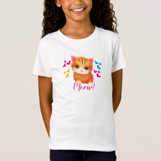 Kitty Cat Meow Verjaardagsmeisje T-shirt (Voorkant)