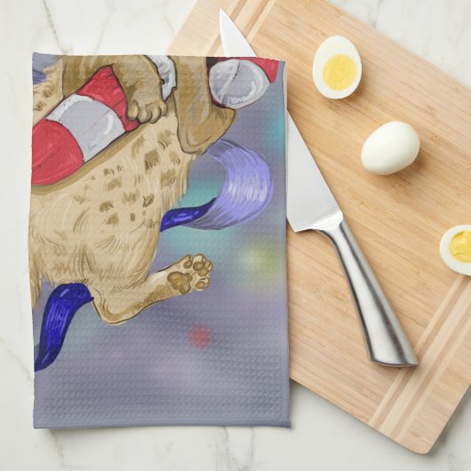 Kitty Cat Meowy Kerstmis! Theedoek (Quarter Fold)