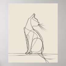Kitty Cat minimalistische lijnkunst