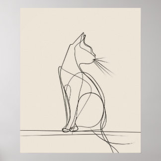 Kitty Cat minimalistische lijnkunst Poster