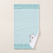 Kitty Cat & Monogram op Lichtblauwe Badhanddoekens Bad Handdoek (Handdoek)