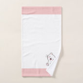Kitty Cat & Monogram op Roze & Witte Handdoeken Se (Handdoek)