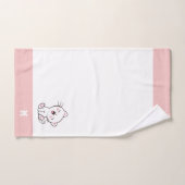Kitty Cat & Monogram op Roze & Witte Handdoeken Se (Handdoek)