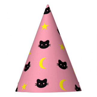 kitty Cat Moon and Stars Party Pet Feesthoedjes