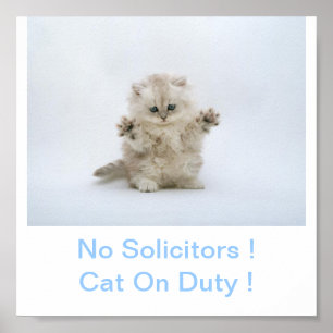 Kitty Cat No Solicitors Sign Poster