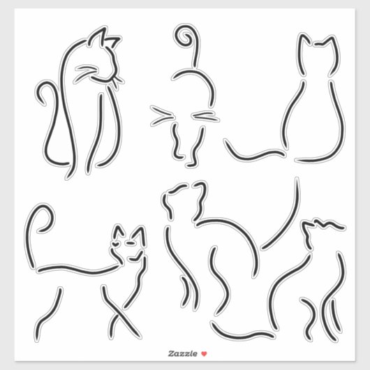 Kitty Cat Outline Stickers (Vel)