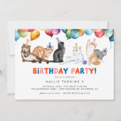 Kitty Cat Party | Leuke kleurrijke kinderen verjaa Kaart (Voorkant)