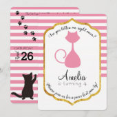 Kitty Cat Party Verjaardag Uitnodiging (Voorkant / Achterkant)