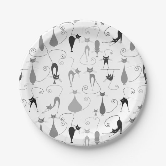 Kitty Cat Pattern Papieren Bordje (Voorkant)