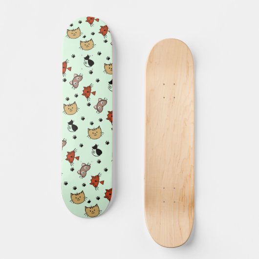 Kitty Cat Pattern Persoonlijk Skateboard (Voorkant)