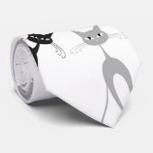 Kitty Cat Pattern Stropdas (Opgerold)