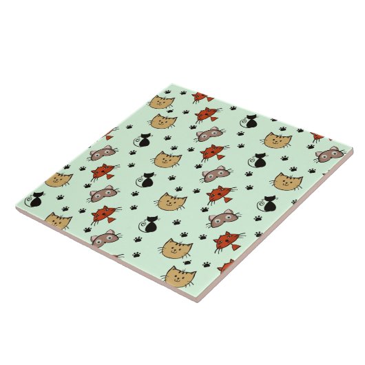 Kitty Cat Pattern Tegeltje (Zijkant)