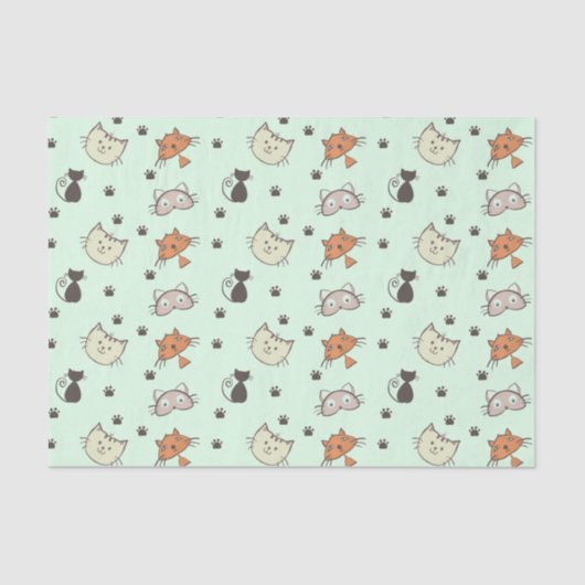 Kitty Cat Pattern Tissuepapier (Voorkant)