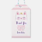 Kitty Cat Pink and Gold Birthday Party Cadeaulabel (Voorkant)