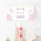 Kitty Cat Pink and Gold Birthday Party Spandoek (Insitu)