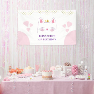 Kitty Cat Pink and Gold Birthday Party Spandoek
