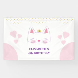 Kitty Cat Pink and Gold Birthday Party Spandoek