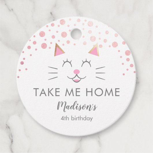 Kitty Cat Pink Breng me naar huis Bedankjes Labels (Voorkant)