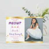 Kitty Cat Pink Gold Birthday Foto Kaart (Staand voorkant)